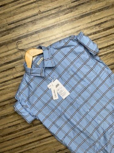 100% Cotton Blue Color Checked Pattern Full Sleeves Style Casual Wear Mens Shirt Age Group: 19