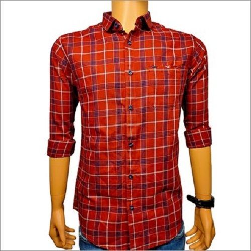 100% Premium Cotton Red Color Checked Pattern Full Sleeves Button-Up Style Mens Shirts Age Group: 19