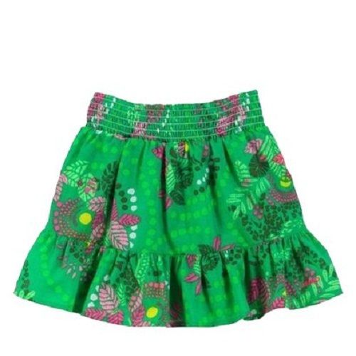 High Design Green Color Floral Printed Short Length Kids Skirts For Casual Wear