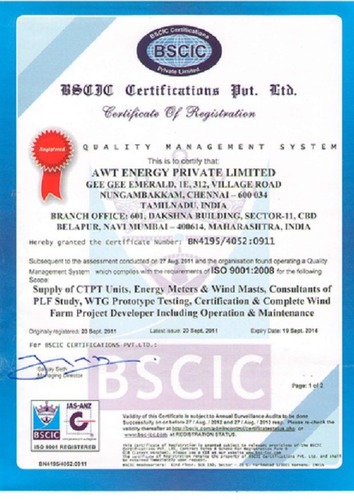 ISO 9001:2008 Certification Service By Awt Energy Pvt. Ltd.