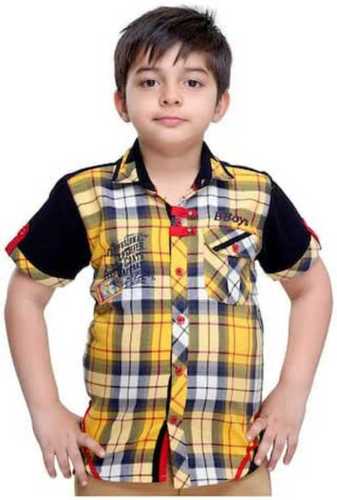 Multicolour Cotton Casual Boys Check Shirt Available In Various Sizes Collar Style: Straight