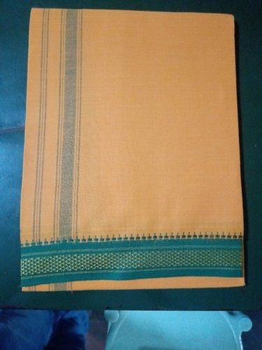 Orange Color Anti Wrinkle And Fade Cotton Plain Dhoti For Summer Weather