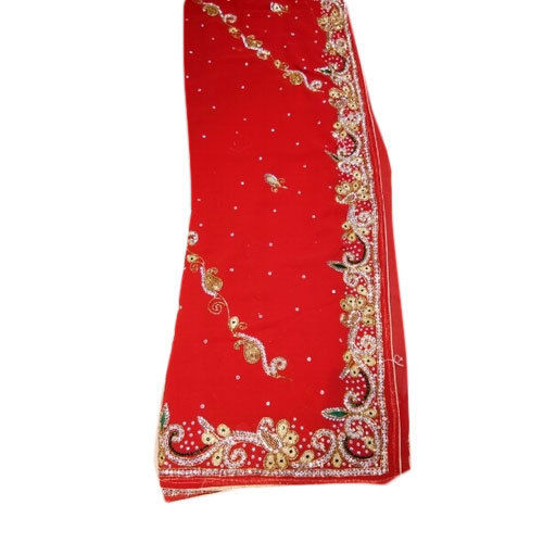 Red Color Ladies Fancy Velvet Sarees With Golden Border And Stone Work