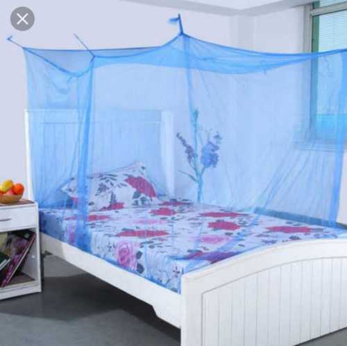 Cotton Sky Blue Color Machine Made Foldable Plain Square Mosquito Net