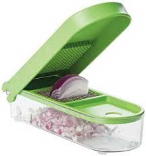Stainless Steel Blade Plastic Body Green Colour Onion Cutter For Kitchen