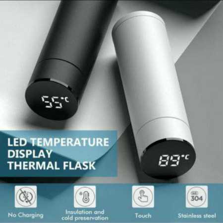 Silver Stainless Steel Led Temperature Display Thermal Flask With Insulation And Cold Preservation