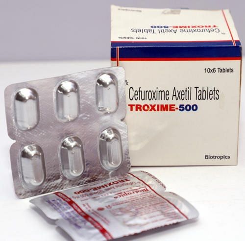 Troxime-500 Cefuroxime Axetil एंटीबायोटिक टैबलेट - 10X6 ब्लिस्टर पैक स्टोरेज: कूल एंड ड्राई प्लेस