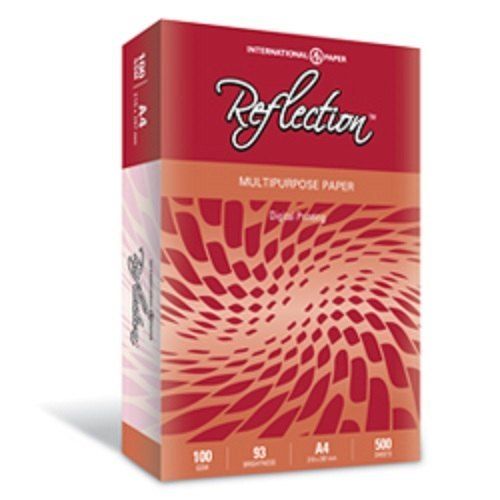 White 100Gsm Reflection Multipurpose Brightness Smooth Running A4 Size Copier Paper (500 Sheets)