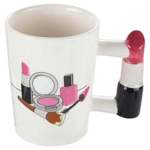 Multicolor 3D Beauty Series Lipstick Shaped Handle Office Procelain Coffee Mug