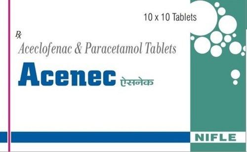  Acenec Aceclofenac और Paracetamol एंटी-इंफ्लेमेटरी टैबलेट - 10X10 ब्लिस्टर पैक आयु समूह: वयस्क 