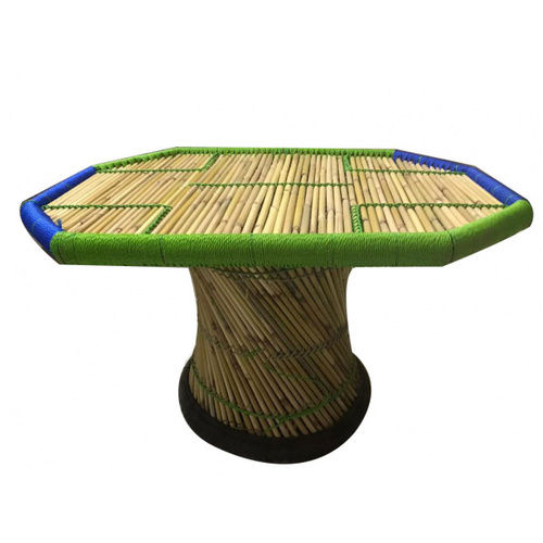 Indian Style Bamboo Handcrafted Large Table, Muddha Table For Outdoor/Indoor