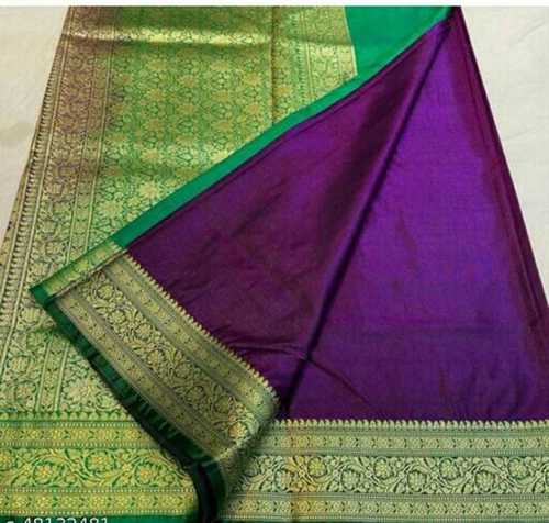 Original Bandhani saree with jacquard weaving border Green Purple, Silk,  6.2 Meter at Rs 849 in Surat