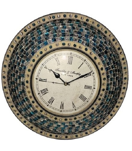 गोल्डन डेकोरेटिव और एंटीक प्लास्टिक डिज़ाइन एनालॉग आयरन राउंड वॉल क्लॉक, घर के लिए