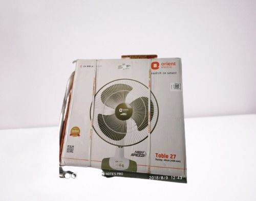 Energy Efficient Easy To Move Easily Adjusted Up Or Down Electric Table Fan Blade Diameter: 15 Inch (In)