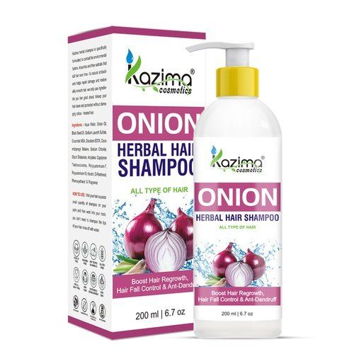 White Kazima Onion Herbal Hair Shampoo For All Type Of Hair Boost Hair Regrowth, Hair Fall Control And Anti Dandruff, 200 Ml