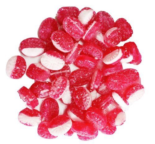 Nutrition Filled Small Round Shape Red Color Coconut Fruit Flavored Candies