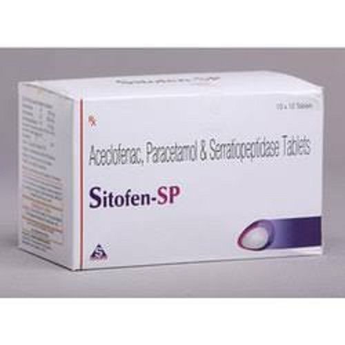 Aceclofenac Paracetamol And Serrafopepfdese Tablets Sitofen Sp (10 X 10 Tablets) Age Group: Suitable For All Ages