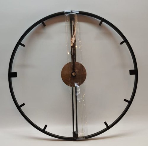 गोल काले रंग की डिज़ाइनर और एंटीक एनालॉग 20 इंच मेटल वॉल क्लॉक, घर के लिए