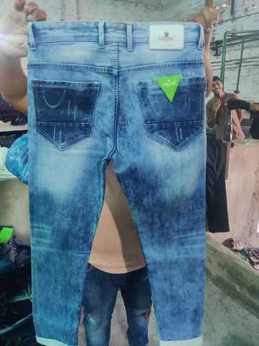 Stylish Comfortable Sky Blue Shredded Straight Mens Denim Jeans with Pocket