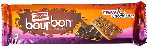 Tasty Yummy And Delicious Crunchy Crispy Britannia Bourbon Chocolate Biscuit - Chocolate, Cream Flavor | Round Shape, Semi-Hard Texture, Gluten Free, Digestive Biscuit