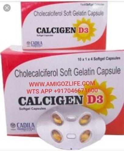 Calcigen Cholecalciferol Soft Gelatin Vitamin D3 Capsules, 10x1x4 Softgel Capsules