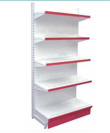 Single Sided Free Standing Red And White 5 Shelves Super Market Display Racks For Grocery Store