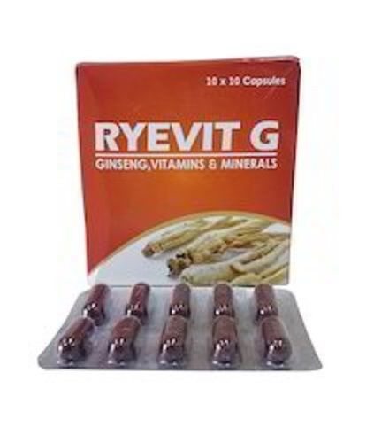  Ryevit G Ginseng, विटामिन और खनिज कैप्सूल, 10X10 कैप्सूल, पुरुषों और महिलाओं दोनों के लिए उपयुक्त स्वास्थ्य पूरक 