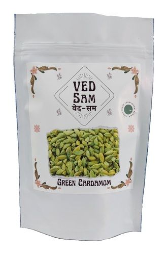 Vedsam Hari Elaichi Green Cardamom Whole | Export Quality | Big 8mm Bold Green | Direct From Farm In Kerala | 50 Grams (Pack Of 20)