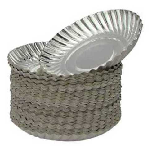 6 Inches Eco Friendly And Biodegradable Disposable Silver Color Paper Plate
