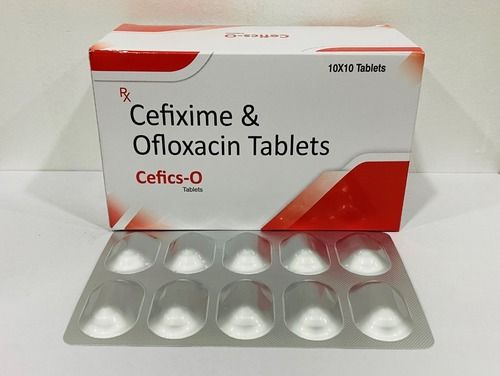  बैक्टीरियल संक्रमणों के लिए इस्तेमाल किया जाने वाला सेफ़िक्साइम और ओफ़्लॉक्सासिन टैबलेट बॉक्स (10x10 टैबलेट) 