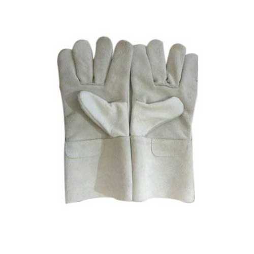 Full Finger Plain White Leather Gloves For Personal Safety