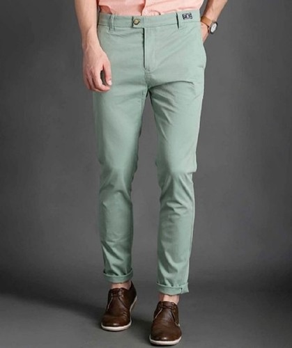 Men Mens Cotton Slim Fit Solid Cargos Casual Trousers with Cargo Pockets Mens Plain Cargo