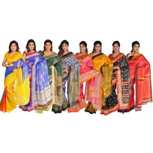 Embroidered Party Wear Ladies Cotton Silk Saree With Fancy Design