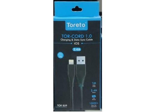 Toreto High-Voltage Type C Charging And Data Sync Cable, 1m Length Cable