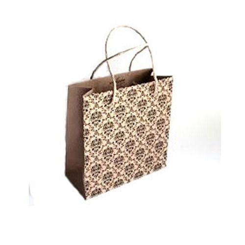 Brown Trendy Design Printed Recyclable And Reusable Printed Paper Bags For Carrying Necessary Utilities