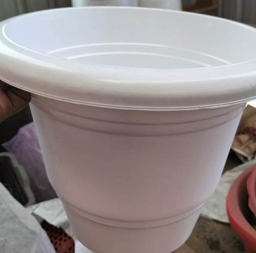 Smooth White Recyclable And Lightweighted Heavy-Duty Plastic Flower Pot For Indoor Plant