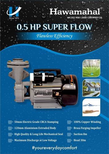 100% Copper 50 Mm 0.5 Hp Single Phase Monoblock Hawamahal Water Pump Power: Electric Volt (V)