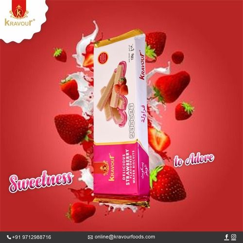 Crunchy And Crispy Sweet And Creamy Texture Kravout Strawberry Flavor Wafery Biscuits