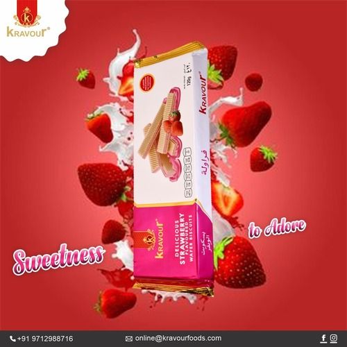 Cookies Crunchy And Crispy Sweet And Creamy Texture Kravout Strawberry Flavor Wafery Biscuits