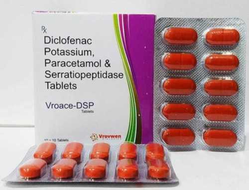 Orange Diclofenac Potassium Paracetamol And Serratiopeptidase Tablets Vroace - Dsp 