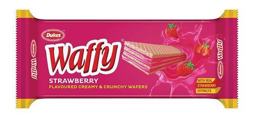 Dukes Strawberry Flavored Creamy And Crunchy Waffy Wafers For Kids, 60gram Pouch