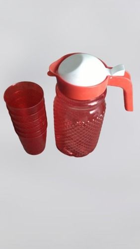 Excellent Design Plastic Water Jug With 6 Glass Combo With White Flip Cap