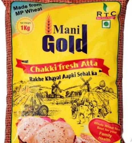 Mani Gold Pure Healthy 100 Percent Fresh White Chakki Wheat Flour, 1kg