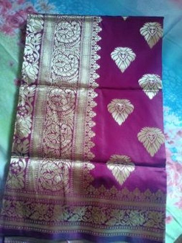 Party Wear Pink Color Banarsi Poly Crepe Silk Saree Beautiful And Graceful Banarsi Style For Ladies