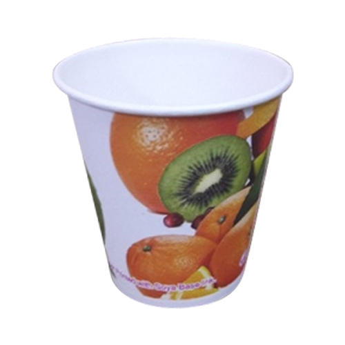 White Disposable Lightweighted Round Printed Paper Glass For Parties And Events, 210ml