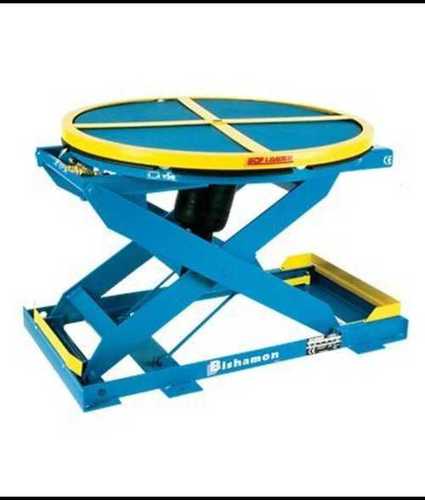 Strong Blue And Yellow Color Mild Steel Hydraulic Lift Tables For Material Lifting