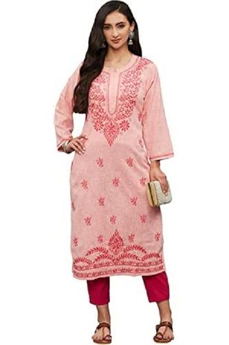 Ladies Traditional Classy Elegant Look Printed Modern Long Kurti, Pink Color