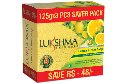 Lukshma 78% TFM Color Free Lemon And Mint Bath Soap With 9 Essential Oils
