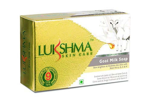 Skin-Friendly Lukshma Skin Care Golden Premium Fairness Goat Milk Soap With Jojoba, Olive And Almond Oil