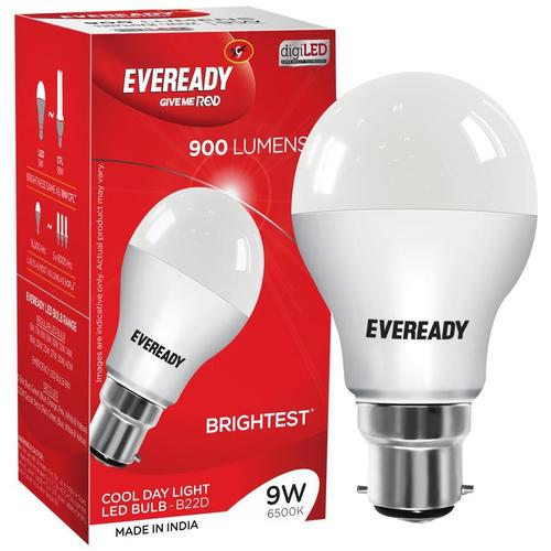 White Mercury Free And Energy Efficient Cool Day Light Round Shape Led Bulb (9 Watt)